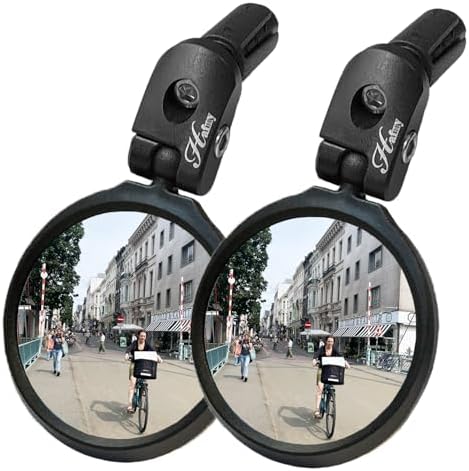 Hafny Bike End Bike Mirror, Adjustable Convex Rear View Mirror for Bicycle, Clear HD Glass Lens, 360° Rotatable, Fits MTB Road E-Bike Scooter, HF-M951-FR03 (1pc Silver Glass, 62mm Dia)