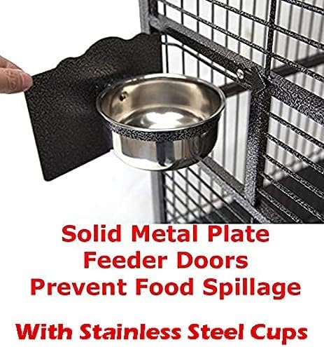 Extra Large Wrought Iron Open/Close Play Top Bird Parrot Cage, Include Metal Seed Guard Solid Metal Feeder Nest Doors Overall Dimensions: 35.25" Wx29.5"x62"H(with Seed Skirt)