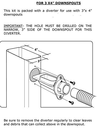 EarthMinded DIY Rain Barrel Diverter Part for 3x4 Downspouts | (Diverter Only, Part to fit 3x4 Downpipe)