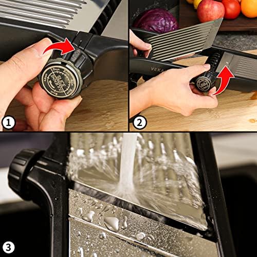 VEKAYA Mandoline Slicer, Mandoline Slicer for Kitchen, Adjustable Mandolin, Stainless Steel Mandoline, Vegetable Slicer, Potato, Onion, Cucumber