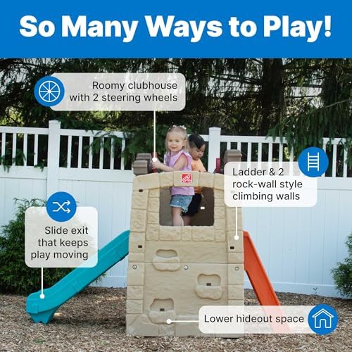 Step2 Woodland Climber II Kids Playset, Ages 2 –6 Years Old, Toddler Slide and Climbing Wall, Outdoor Playground for Backyard, Sturdy Plastic Frame
