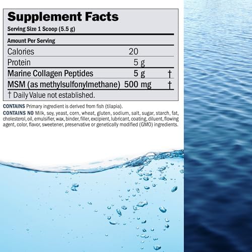 Andrew Lessman ProCaps Marine Collagen with MSM Powder 30 Servings | Marine Collagen with MSM supports healthy skin, joints, bones, hair and nails in a pure, unflavored, super-soluble powder.