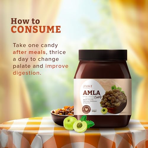 Jiva Ayurveda Amla Candy (Chatpata) - 400g (14.1 oz) | Tangy Indian Gooseberry Bites | Natural Vitamin C & Antioxidant Rich | Zesty Sweet & Spicy
