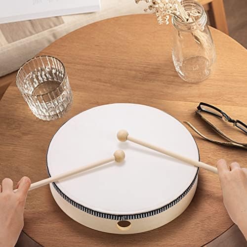 Foraineam 10 Inch Hand Drum with Wooden Drumstick Music Wood Frame Drum Musical Rhythm Percussion Instrument