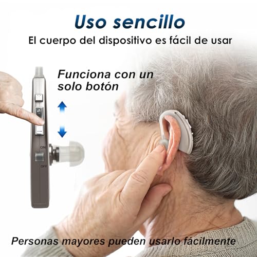 Britzgo BHA-220D Silver Hearing Amplifier, Modern and Fashion Designed Adjustable Tube to Fit Both Ears, Silver/Gray