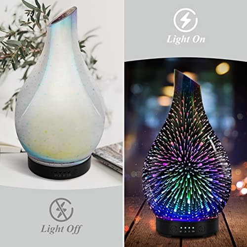 Aromatherapy Essential Oil Diffuser for Home- Art Glass Diffuser for Essential Oils with Waterless Auto Shut-Off 4 Timer 7 Colors LED Night Light