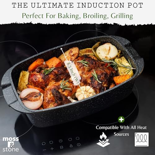 Moss & Stone 12" Deep Nonstick Skillet with Lid, 5 Qt Saute Pan, Oven Safe