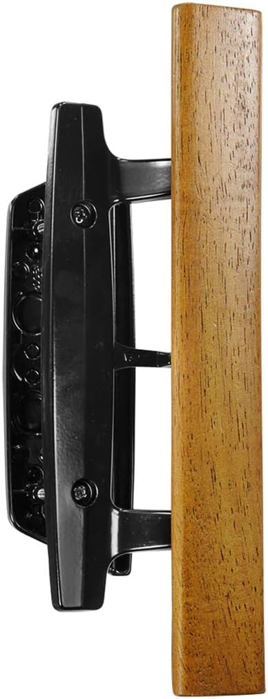 Mortise Style Reversible Sliding Patio Door Handle Set with Oak Wood Interior Handle and Exterior Pull in White Diecast Finish Fits 3-15/16” Screw