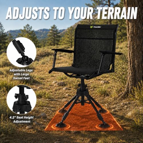 TIDEWE Hunting Chair with Seat Cover, 360° Silent Swivel Seat, Standard