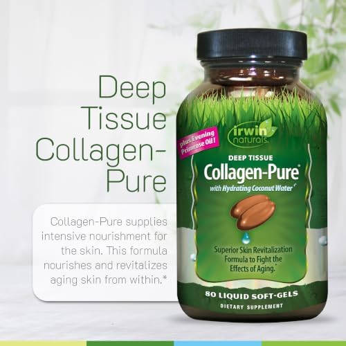 Irwin Naturals Deep Tissue Collagen-Pure Connective Tissue Support | Structural Collagen Support | 2,000 mg Hydrolyzed Collagen | Joint & Skin Wellness | 80 Liquid Soft-Gels
