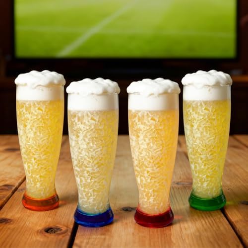 Lily's Home Freezer Beer Mugs - Set of 4 Freezable Gel-Filled 16 oz BPA-Free Acrylic Frozen Mugs for Outdoor Entertaining and Gifting