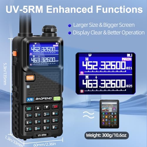 BAOFENG UV-5RM 10W Handheld Ham Radio Long-Range Portable 2 Way Radio 2Pack | Speaker Mic, Type-C Charging, Programming Cable, Earpiece, Long Antenna
