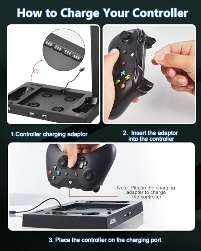 Lictin Cooling Fan Charging Station for Xbox Series X Console & Controller | Upgraded 4 Cooler Fan System Stand