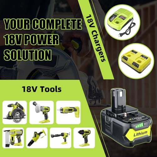 2 Pack 7.0Ah P108 Replacement for Ryobi 18V Battery and Charger Combo P117
