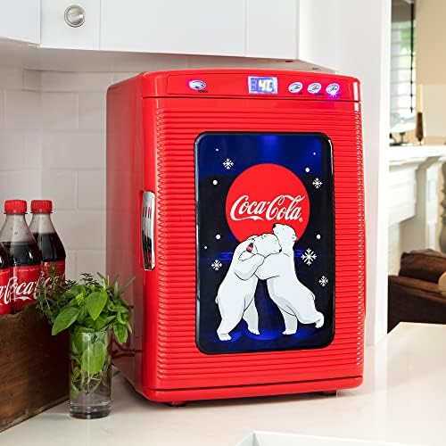 Coca Cola Mini Fridge - Refrigerator for Bedroom Office, Portable Table Top Beverage Cooler, 12V 110V Refrigerador For Drinks, Soda, Wines, Use In Car