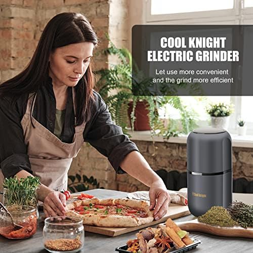 COOL KNIGHT Herb Grinder [large capacity/fast/Electric ]-Spice Herb Coffee Grinder with Pollen Catcher/- 7.5" (Black)