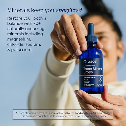 ConcenTrace Trace Mineral Drops, 4 fl oz, 48 Day Supply | Ionic liquid electrolyte concentrate, RO water remineralizer