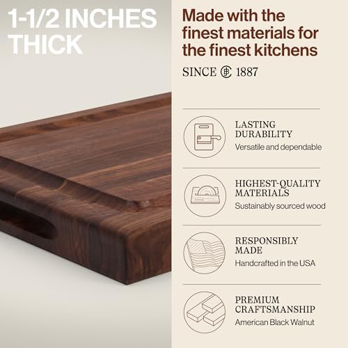 John Boos BBQ Series Rectangular Wooden Walnut Cutting Board 18”x12”