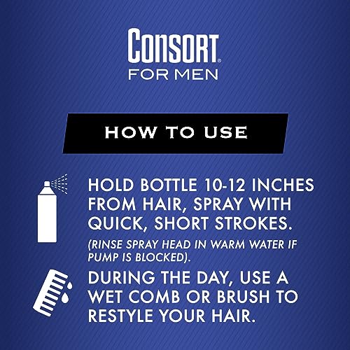 Consort Extra Hold Non-Aerosol Hair Spray for Men, Unscented, 8 Oz | Extra-hold pump hair spray, fast drying and not sticky or stiff, unscented
