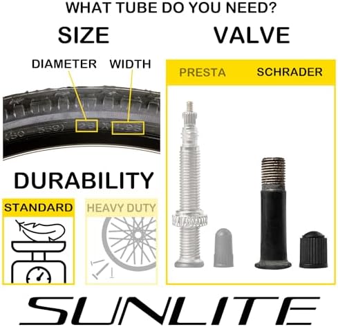 Sunlite Schrader Valve Bicycle Tubes, 27.5 x 2.10-2.35" / 48mm Valve
