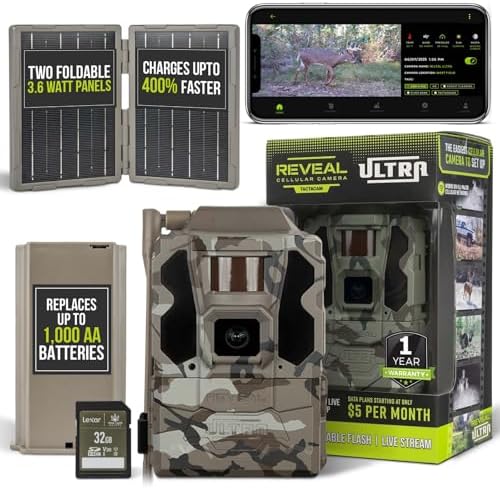 TACTACAM Reveal Ultra Cellular Trail Camera – 4K Photo, 1080P Video, Live Streaming, GPS, Low-Glow/No-Glow Flash
