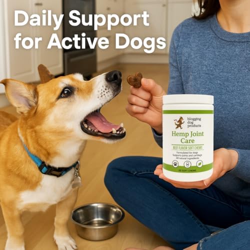 Dog Joint Supplement – Glucosamine, Hemp, MSM & Turmeric for Dogs – Hip & Joint Relief Soft Chews, 60-Count by Blogging Dog Products