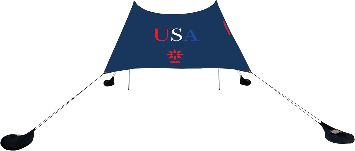 Neso Portable Beach Tent Sun Shelter with Sand Anchor - Lightweight Beach Shade Canopy - Easy Setup for Family Outings - Patented Reinforced Corners - UPF 50+ Sun Protection - 7 x 7ft - White