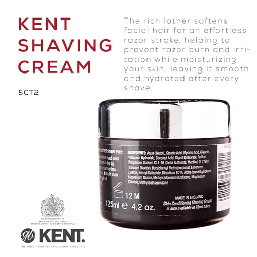 Kent SB2 Shaving Soap Puck Refill for Men for Shaving Soap Bowl Use with Shaving Brush for Men, Luxury Shave Barber Soap Made with Extracts of Coconut, Sgea, Jaboba Made in England