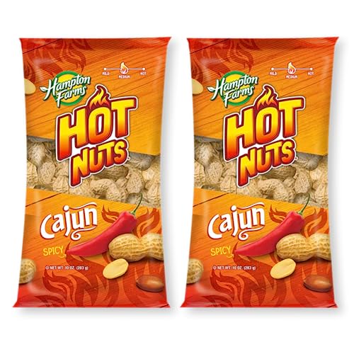 Hampton Farms Fancy Roasted In-Shell Cajun Peanuts, USA Grown, 10 oz Bag | Bold spicy Cajun roasted in-shell peanuts, USA grown, all natural, great for snacking and game day