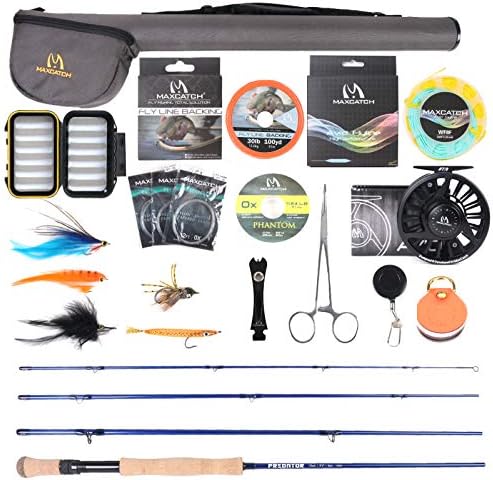 M MAXIMUMCATCH Maxcatch Predator Big Game and Saltwater Fly Fishing Rod: 7'11''/9'/9'2''/10', 4-Piece, 8/9/10/11/12 Weight