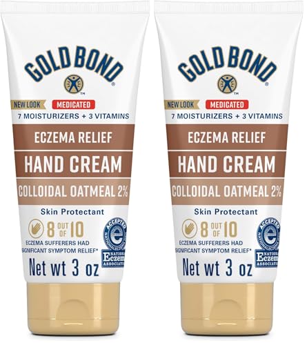 Gold Bond Medicated Eczema Relief Hand Cream, 3 oz, 2% Colloidal Oatmeal | Itchy skin relief, eczema cream that helps calm irritation, colloidal oatmeal cream, fragrance free, 2% colloidial oatmeal