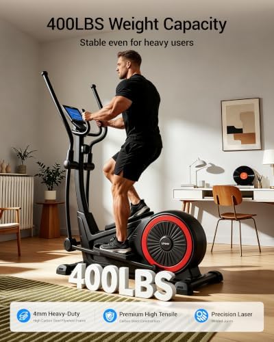 Elliptical Exercise Machine with 15.5''-17'' Stride & Heart Rate Grips,Ultra Silent Magnetic Elliptical Machine for Home with 16 Levels Resistance and LCD Monitor,400 LBS Weight Capacity