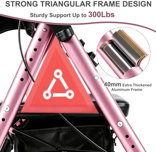 Foldable Rollator Walkers for Seniors with Seat