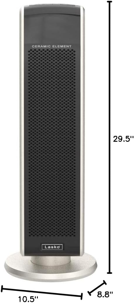 Lasko Oscillating Digital Ceramic Tower Space Heater - 29” - 5586 - Black | Built-In Handle, For Large Rooms, Cool Touch Housing, Overheat Protection Adjustable Thermostat, Timer, Remote, 1500W