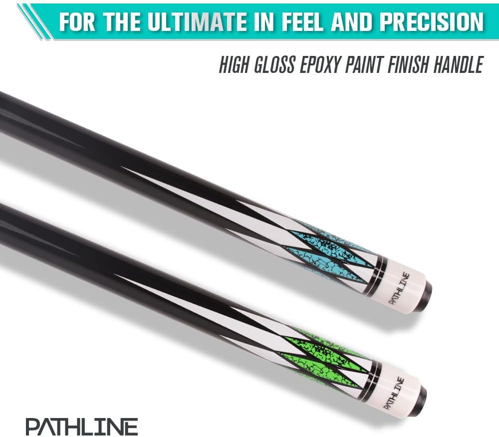 Pool Cue Stick - 58 inch Maple Billiard Pool Stick (Multicolour) | Imitation Turquoise Design, 18-21oz Weight Options, 13mm Leather Tip, For Beginner & Intermediate Player
