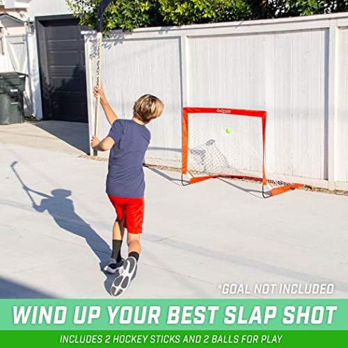 GoSports Street Hockey - Choose Between Goal Set with Sticks, Balls (6 Pack) or Sticks (2 Pack)