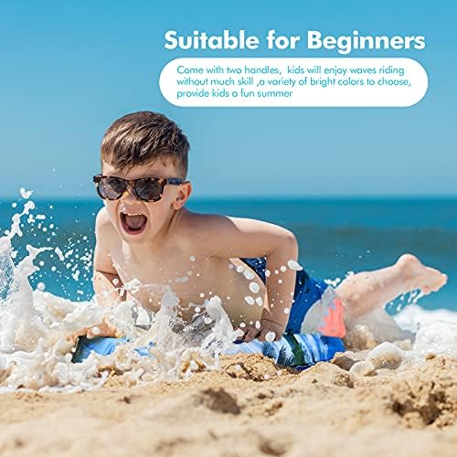 Inflatable Boogy Boards for Beach Travel Toys, 30” Cavas Slip Slide Water Park Body Surfing Board with Handles