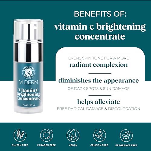 VI Derm Vitamin C Brightening Concentrate – Age-Defying Face Formula with 10% THD Ascorbate, Support for Dark Spots, Uneven Skin Tone
