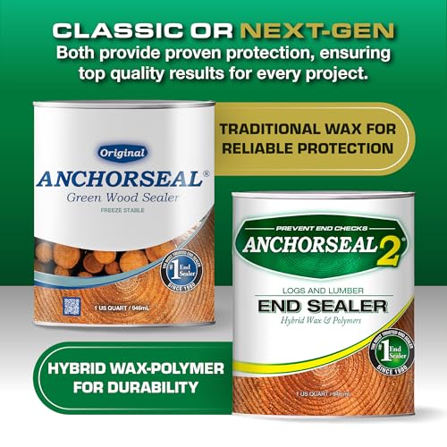 ANCHORSEAL 2 Log and Lumber End Grain Sealer, Prevents Checking, 1 Quart | Prevents up to 90% of end-checks, Green wood sealer, For turning blanks & bowls