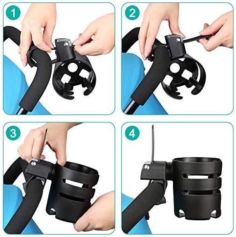 Accmor Stroller Cup Holder with Adjustable Strap, 360 Degree Rotatable Universal Cup Holder for Uppababy, Nuna, Doona Stroller