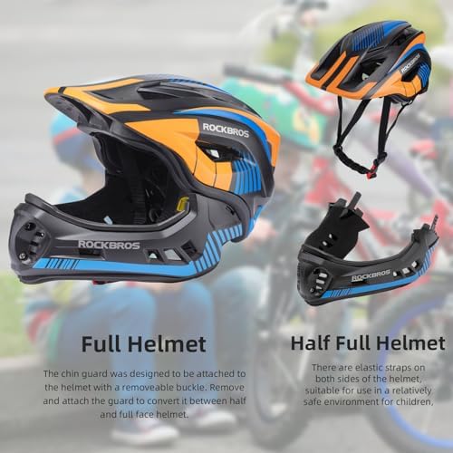 ROCKBROS Kids Full Face Bike Helmet Lightweight Detachable MTB Helmet