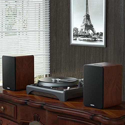 Saiyin Bluetooth Bookshelf Speakers for Record Player, Powered Studio Monitor Speaker with 5.2 Inch Woofer, Horn Tweeter and Optical RCA Inputs