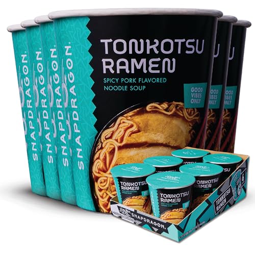Snapdragon Miso Ramen Cup Noodles - 6 Pack Instant Ramen Bowl with Authentic Wheat Noodles, Soup Sauce Base