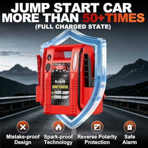 2800A/1400A Heavy Duty 12V/24V Car Jump Starter & Battery Booster – Jumper Pack, Lead-Acid Emergency Power for Cars, Trucks, SUVs, Boats