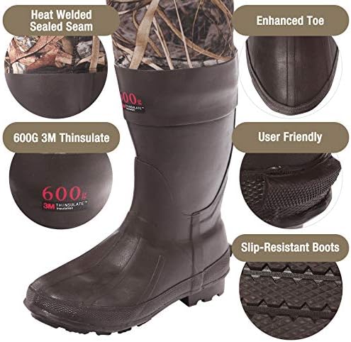 HISEA Hunting Waders for Men 600G Insulated Neoprene Chest Wader Waterproof | 4.5mm Neoprene, with Boots, for Fishing & Duck Hunting