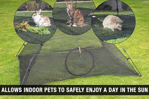 Kitty Compound Outdoor Cat Enclosure and Tunnel, Play Tents | Portable playhouse setup letting indoor felines enjoy fresh air outside while staying contained, safe and secure at all times