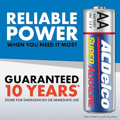 ACDelco 48-Count Double AA Batteries, Maximum Power Super Alkaline Battery, 10-Year Shelf Life, Reclosable Packaging