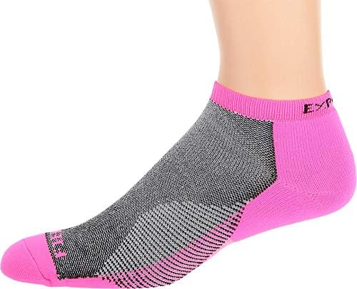 Thorlos Experia Fierce No Show Single Pair Electric Pink/Black MD (US Men's Shoe 8.5-10, Women's Shoe 9.5-11.5)