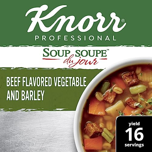 Knorr Professional Soup du Jour Beef Vegetable and Barley Soup Mix 0g Trans Fat per Serving, Just Add Water,13.9 Ounce (Pack of 4)