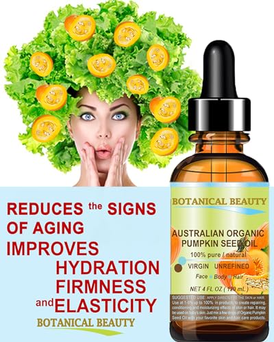 Botanical Beauty Australian ORGANIC PUMPKIN SEED OIL 100% Pure Natural Virgin Unrefined Cold Pressed Carrier Oil. 1 Fl.oz.- 30 ml. for Face, Skin, Hair, Lip, Nails